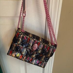 Kurt Geiger Multicolor Sequin Bag with Pink Chain